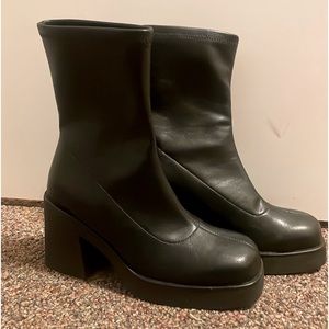 Ankle high black boots previously worn